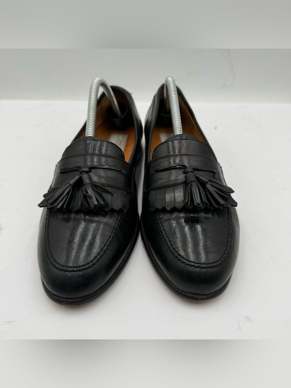 B57 Mezlan Santander Men's Black Leather Tassel Kiltie Loafer Dress Shoes Sz 9M